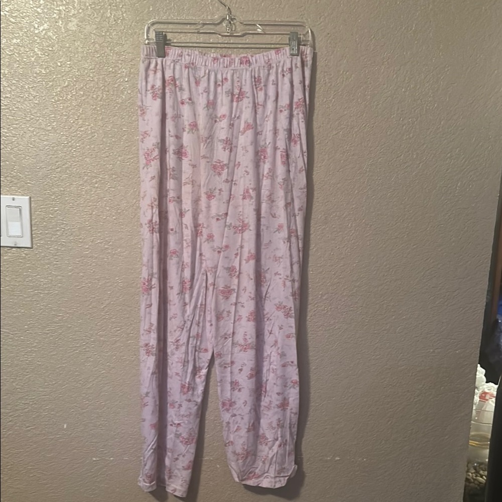 Vintage Floral Pink Pajama Pants large